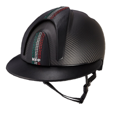 E-LIGHT Carbon Helmet - Matt Polo with 3 Leather Inserts & Swarovski Italian Flag by KEP